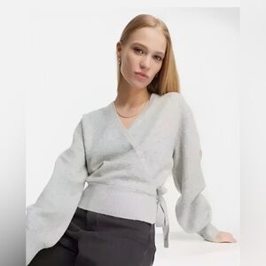 & other stories - gray wrap cardigan sweater